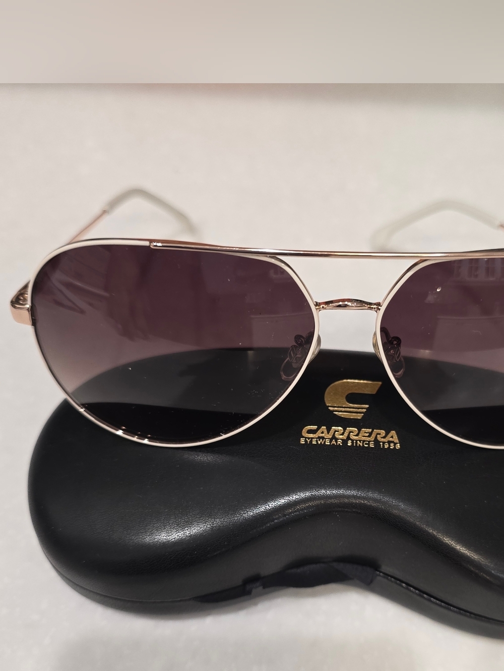 Carrera Aviator Sunglasses in Rose Gold with Gradient Lenses
